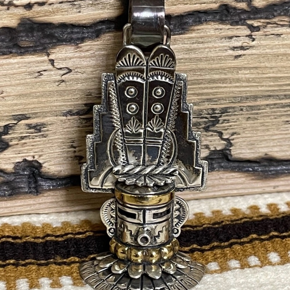 Late Tommy Singer Sterling Silver & Gold Kachina Pendant Statement Piece VINTAGE